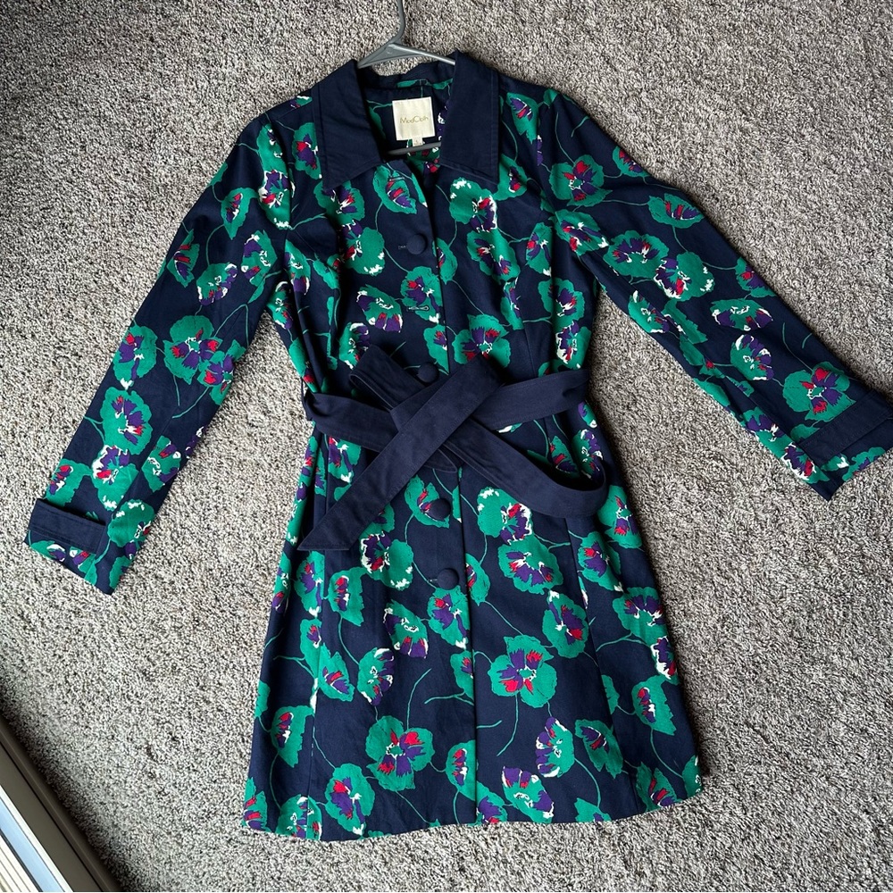 ModCloth Delightful Direction Floral Coat in Navy